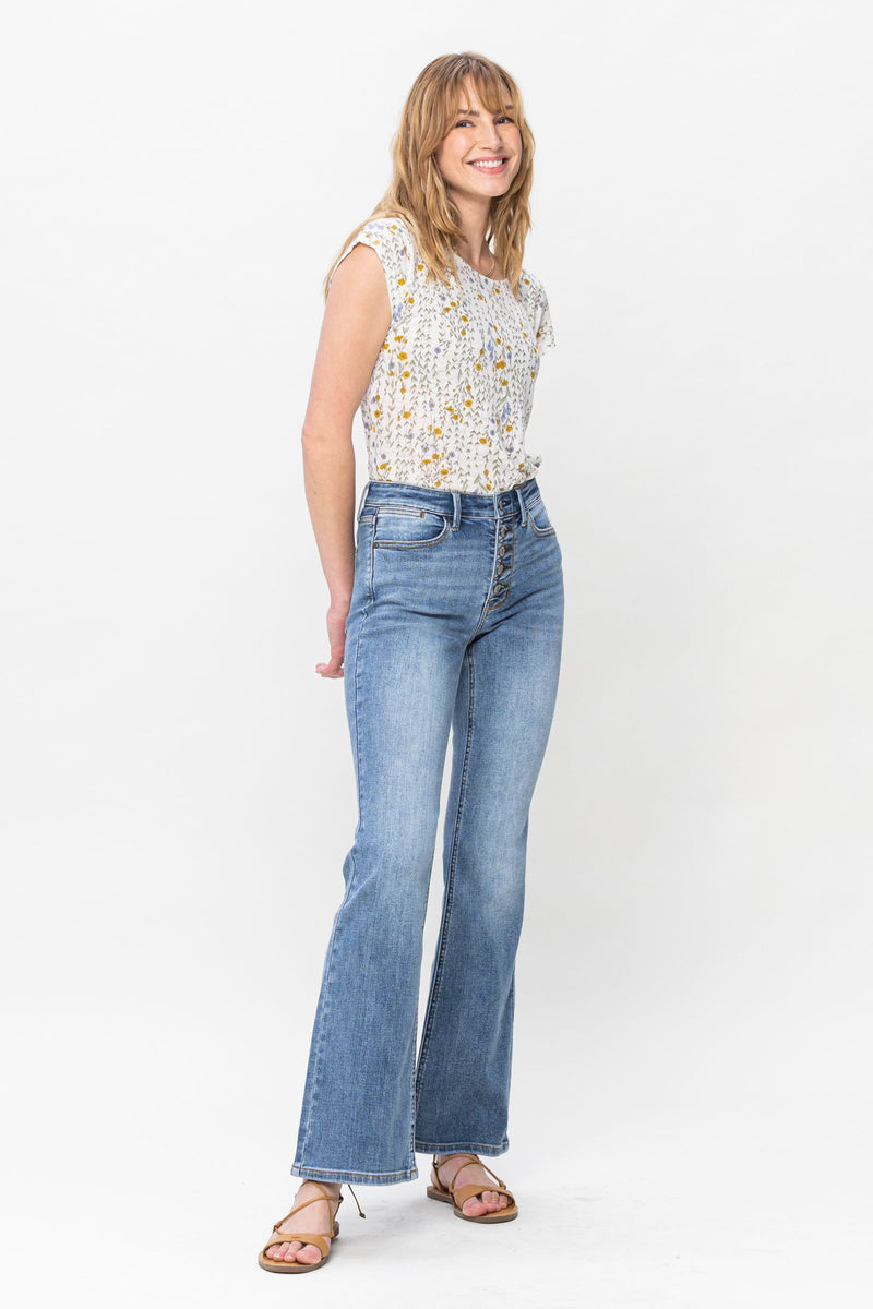 Judy Blue Mid Rise Vintage Button Fly Bootcut Denim Jeans 82551