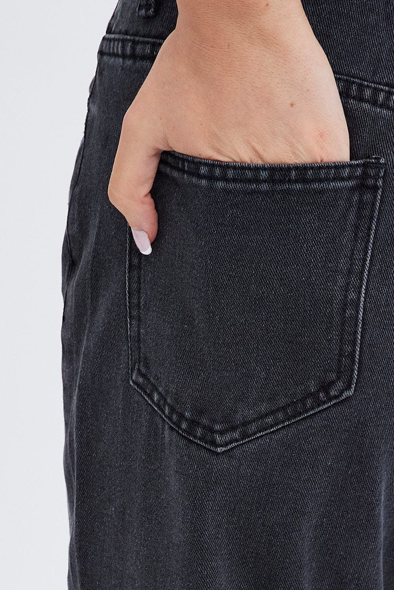 Grey Wide Leg Denim Jeans High rise