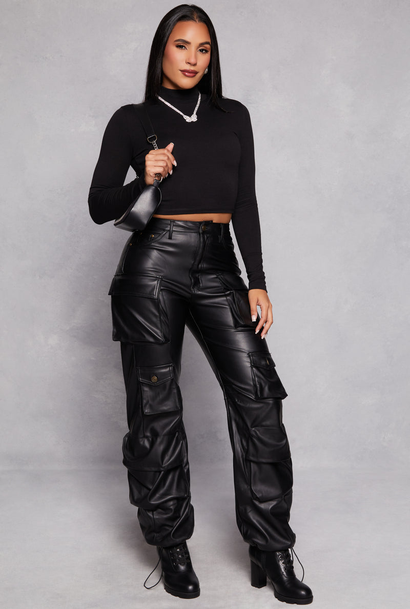 Mock Neck Long Sleeve Crop Top
