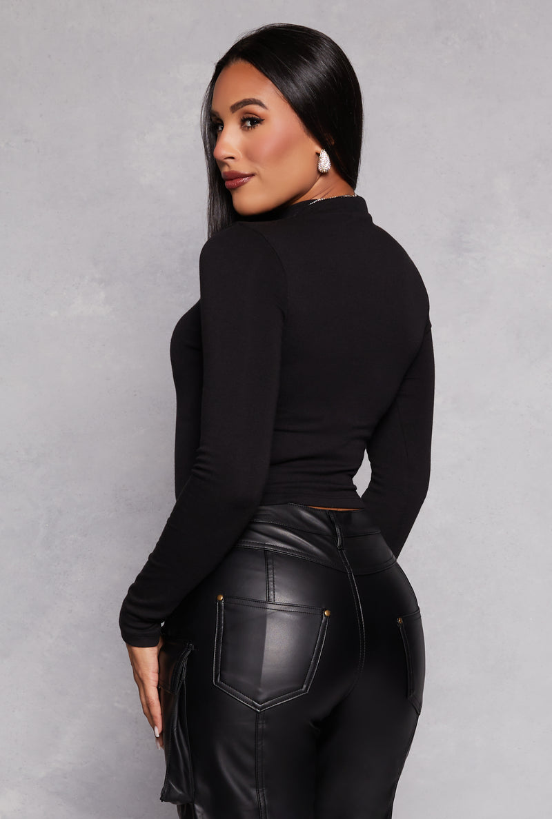 Mock Neck Long Sleeve Crop Top