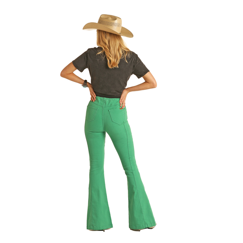 Rock & Roll® Ladies Pull-On Front Slit Kelly Green Flares RRWD6PRZUC