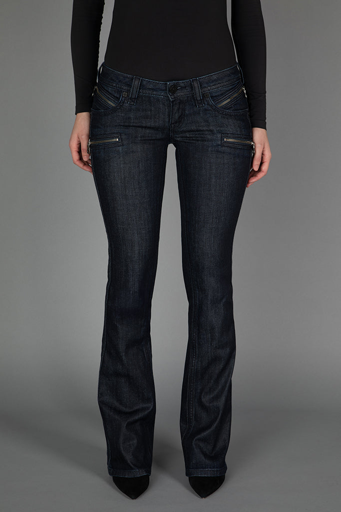 Kamil Super Low-Rise Moto Bootcut Jeans
