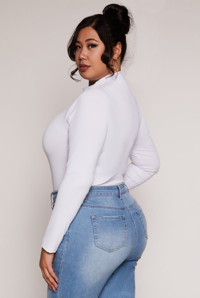 Plus Size Mock Neck Long Sleeve Bodysuit