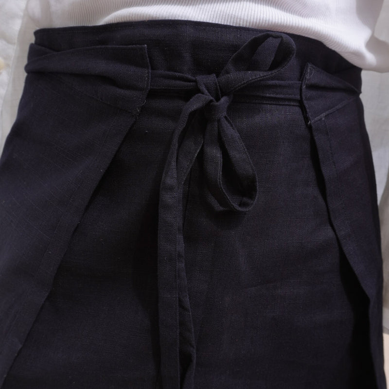 Linen Wrap Shorts - Navy Blue