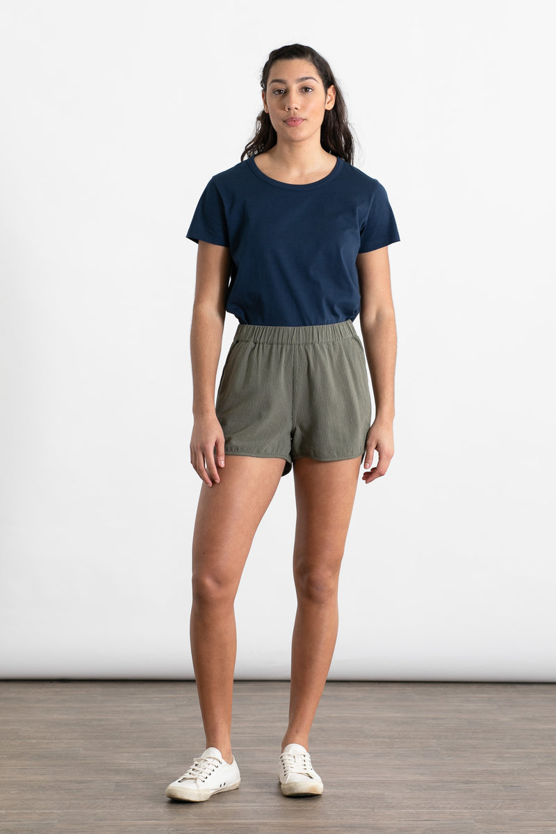 Luca Track Short / Olive Pinstripe