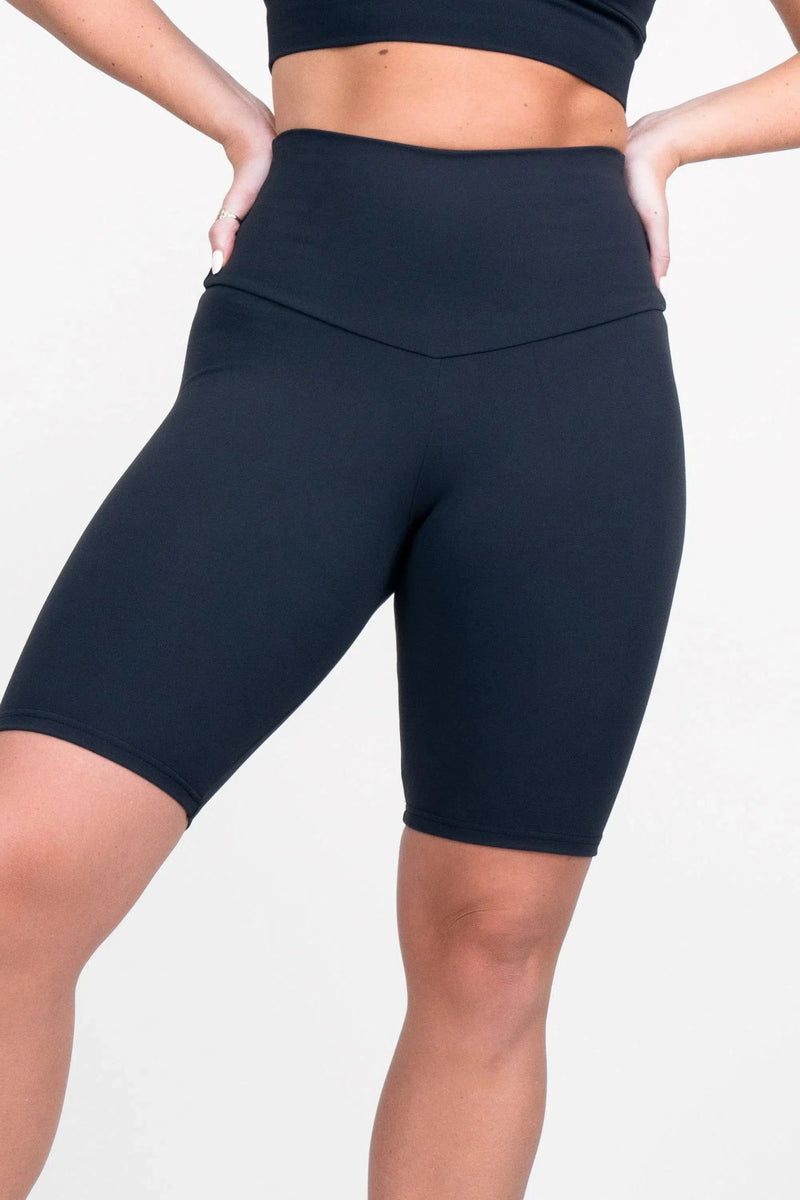 Body Contouring High Waisted Long Shorts - Black