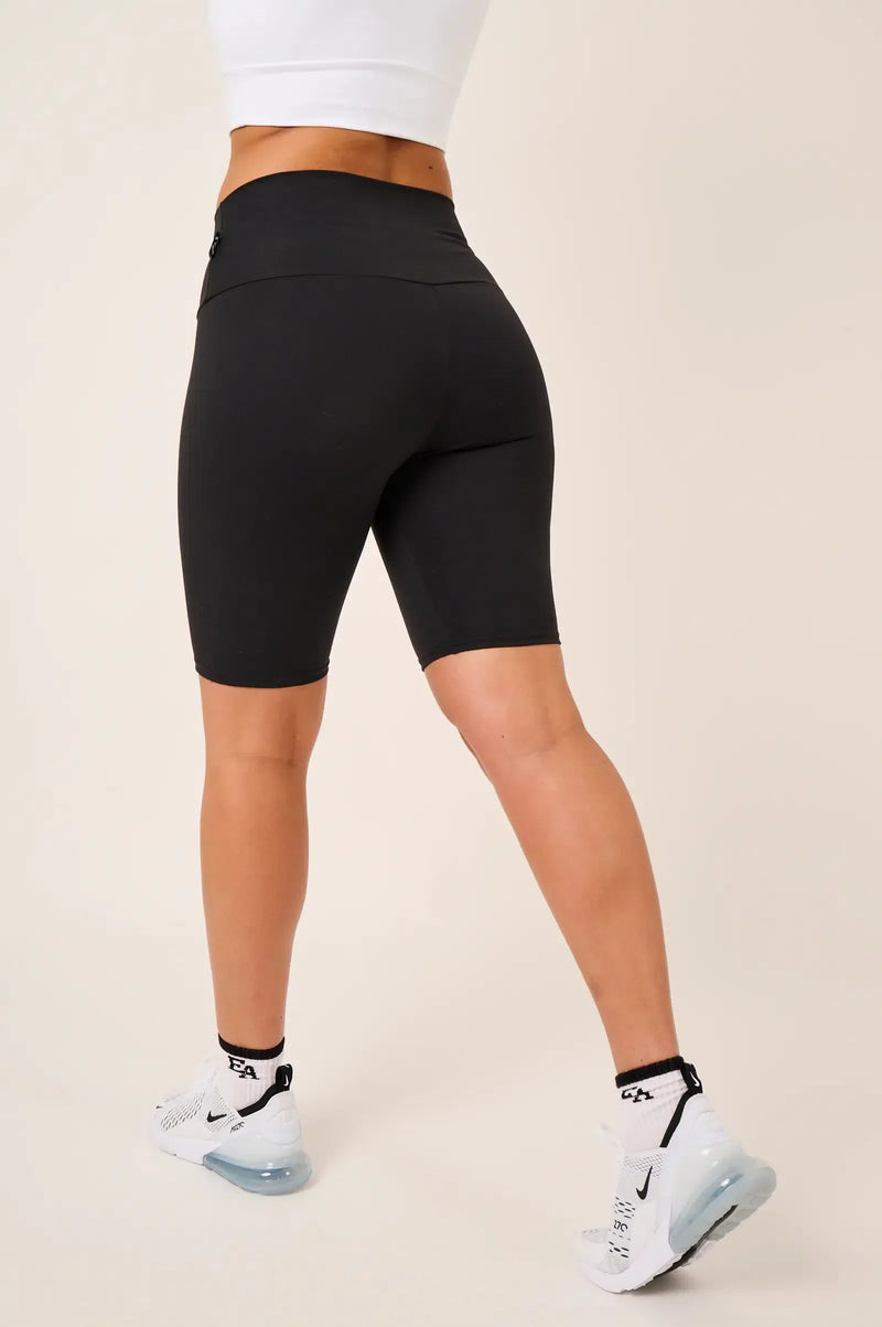 Body Contouring High Waisted Long Shorts - Black
