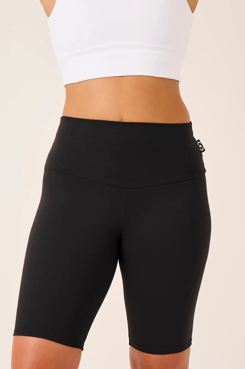 Body Contouring High Waisted Long Shorts - Black