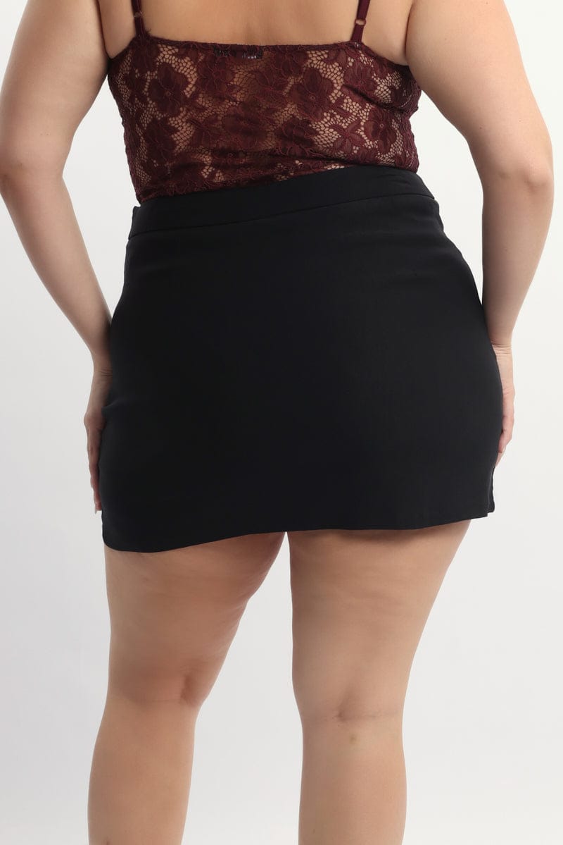 Black Mini Skirt With Shorts Underneath