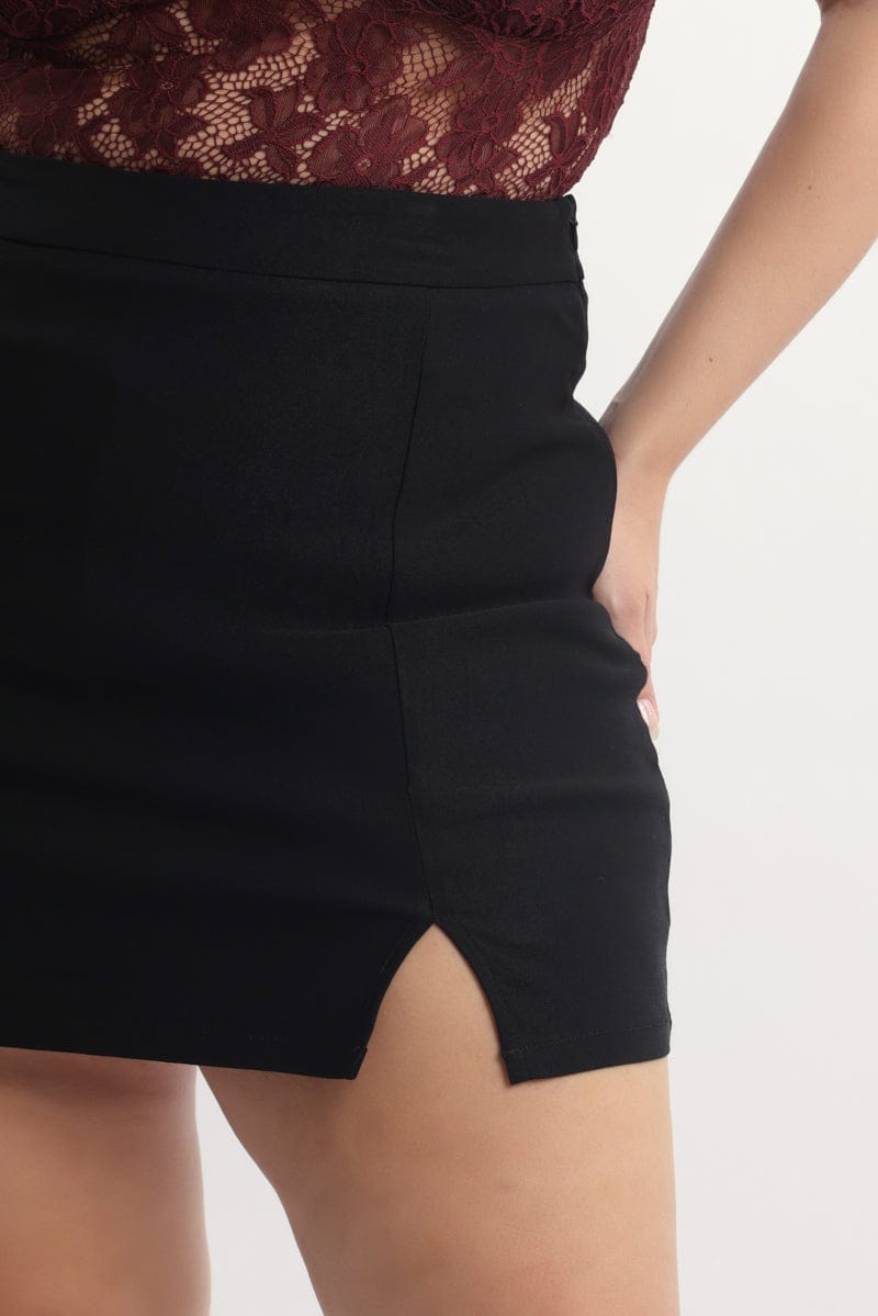 Black Mini Skirt With Shorts Underneath