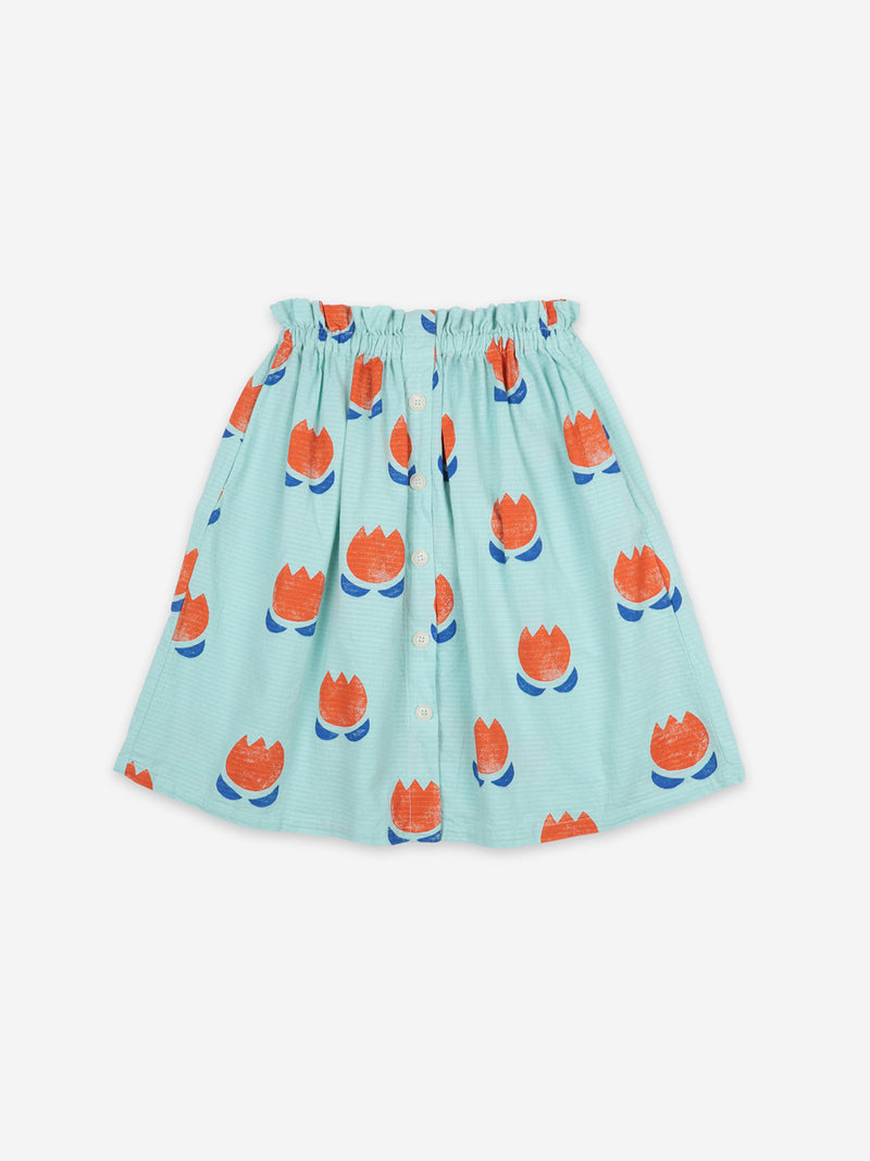 Chocolate Flowers All Over Buttoned Midi Skirt