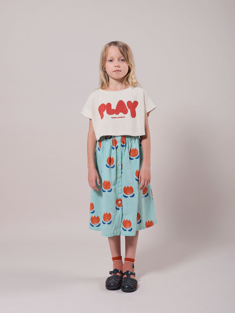 Chocolate Flowers All Over Buttoned Midi Skirt