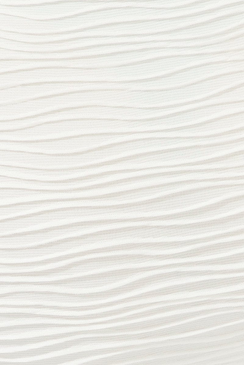White Wavy Texture Bodycon Split Skirt