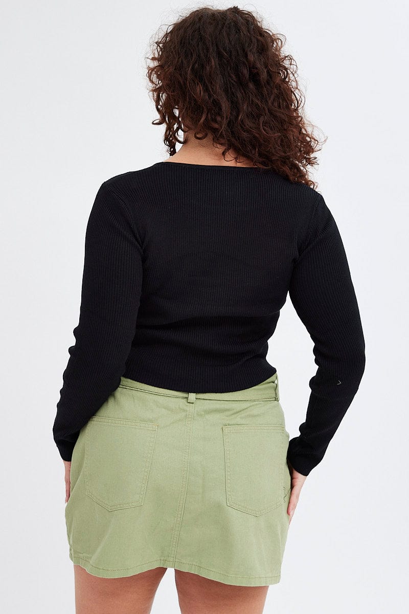 Green Mini Skirt Cargo Belt Cotton Drill