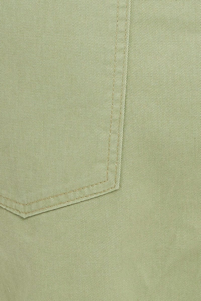 Green Mini Skirt Cargo Belt Cotton Drill