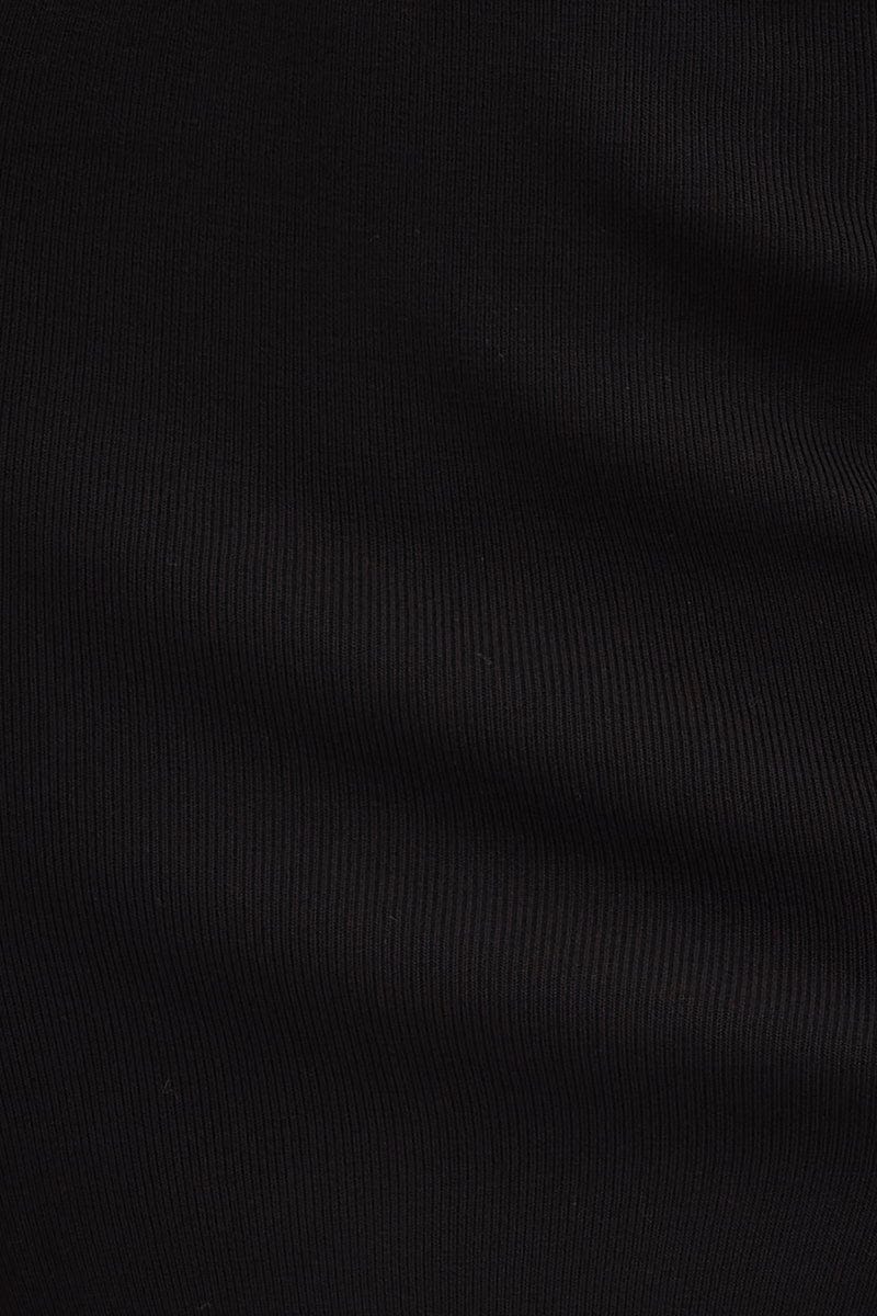 Black Knit Skirt Midi High Rise