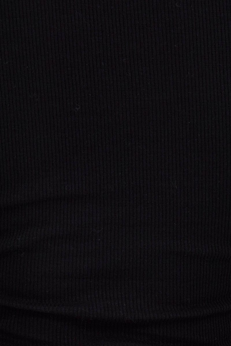 Black Tank Top Round Neck Croset Details
