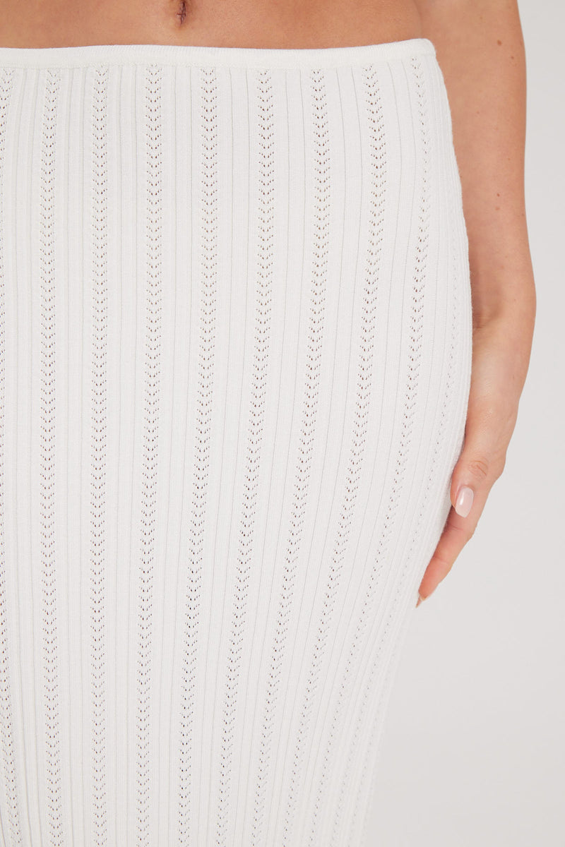 Luck & Trouble Seashell Crochet Knit Maxi Skirt White