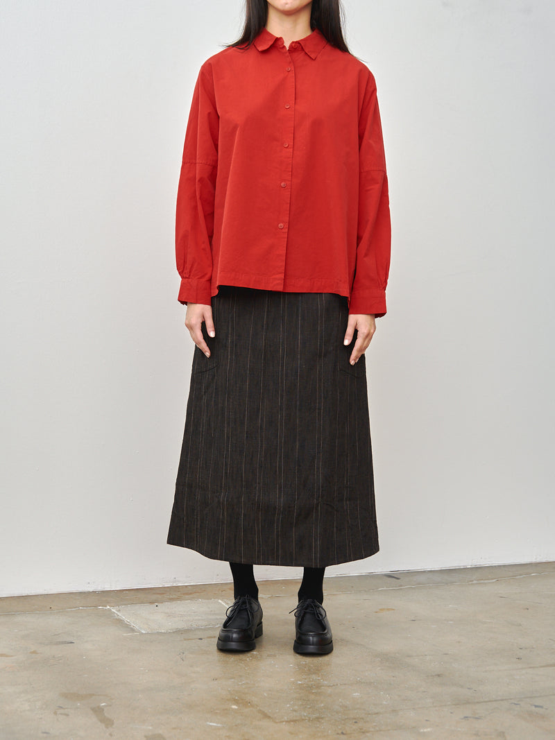 The Scout Skirt - Crumpled Stripe Walnut
