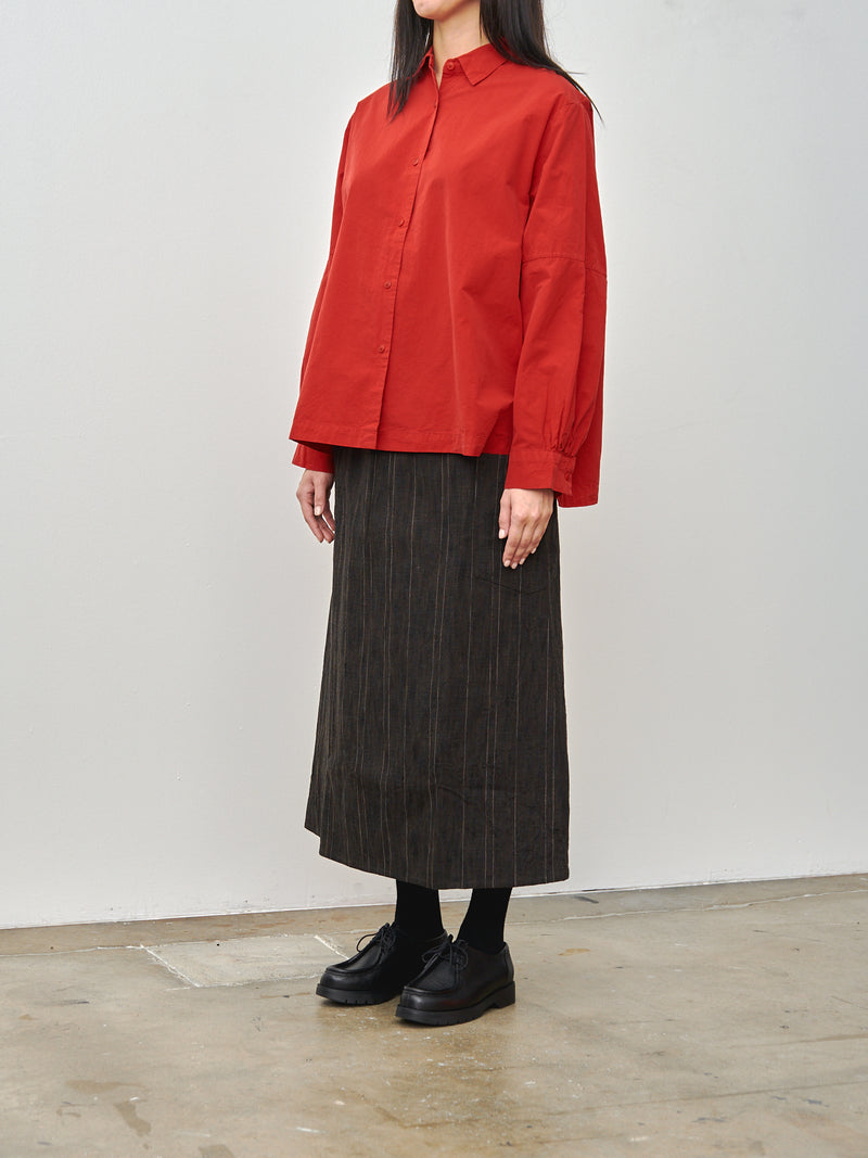 The Scout Skirt - Crumpled Stripe Walnut