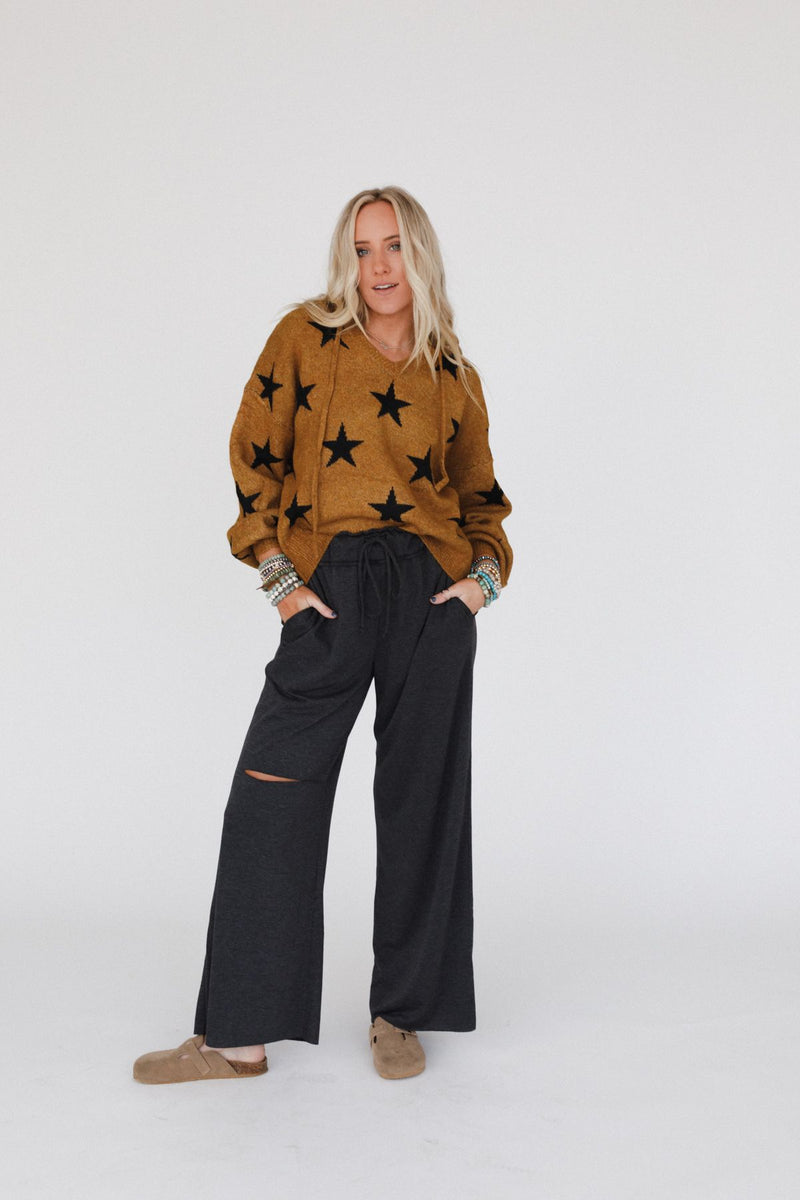 The Nest Cora Wide Leg Pants - Charcoal