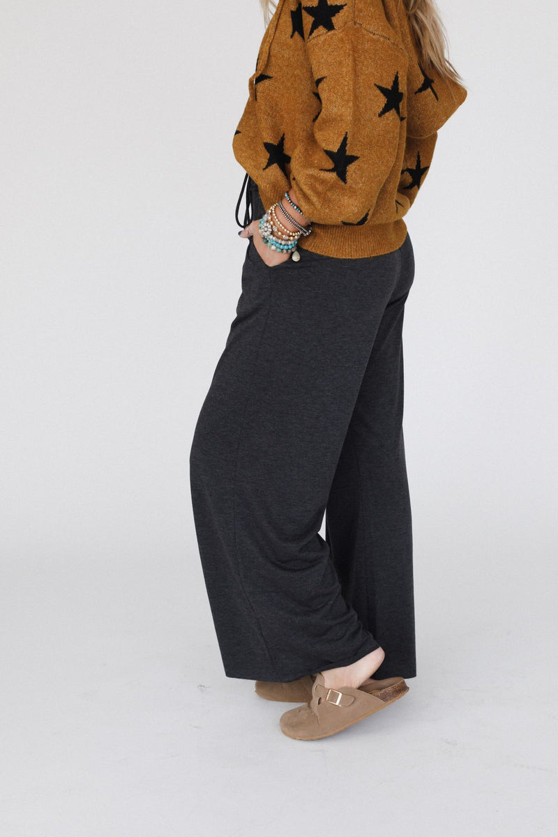 The Nest Cora Wide Leg Pants - Charcoal