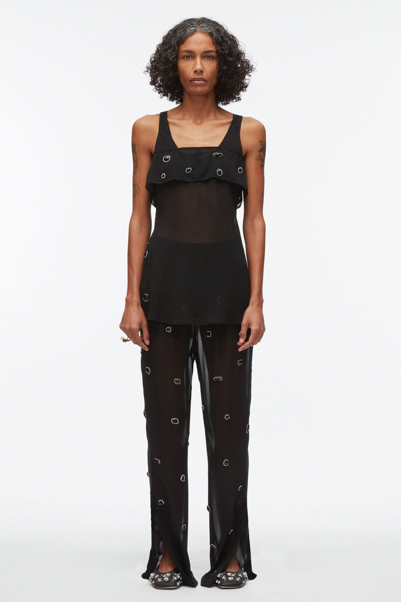 Chiffon Elastic Halo Embroidered Pant