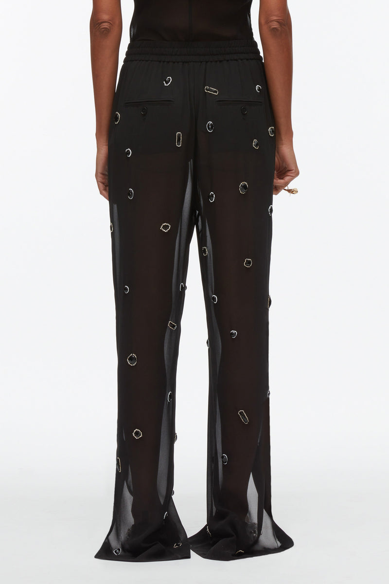 Chiffon Elastic Halo Embroidered Pant