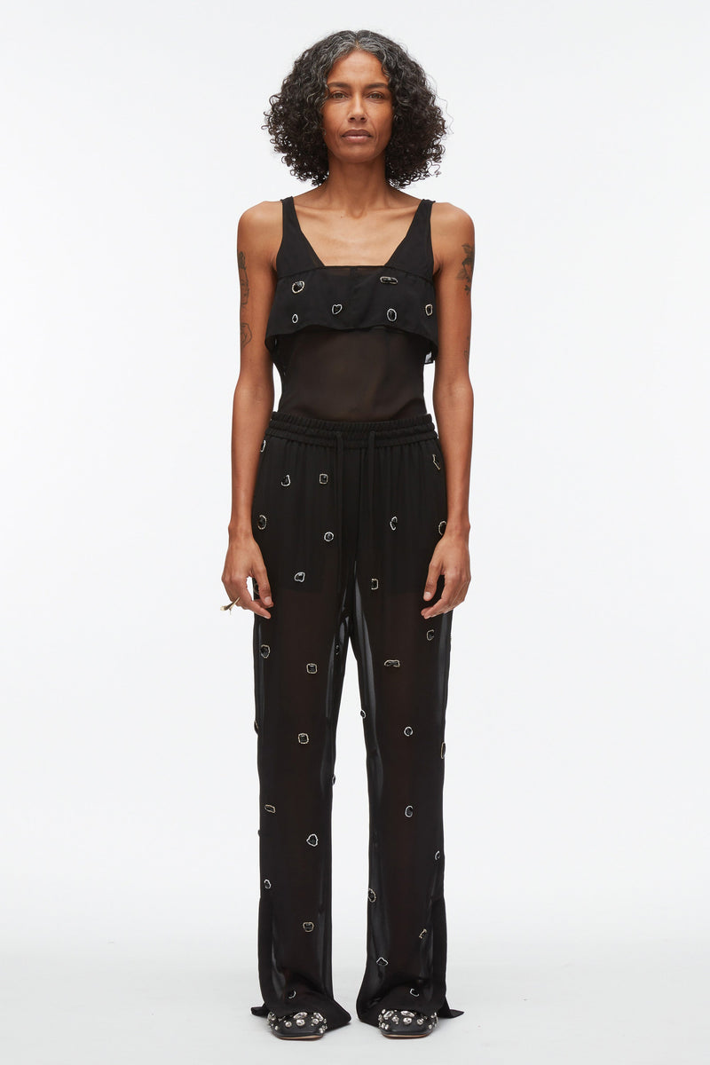 Chiffon Elastic Halo Embroidered Pant