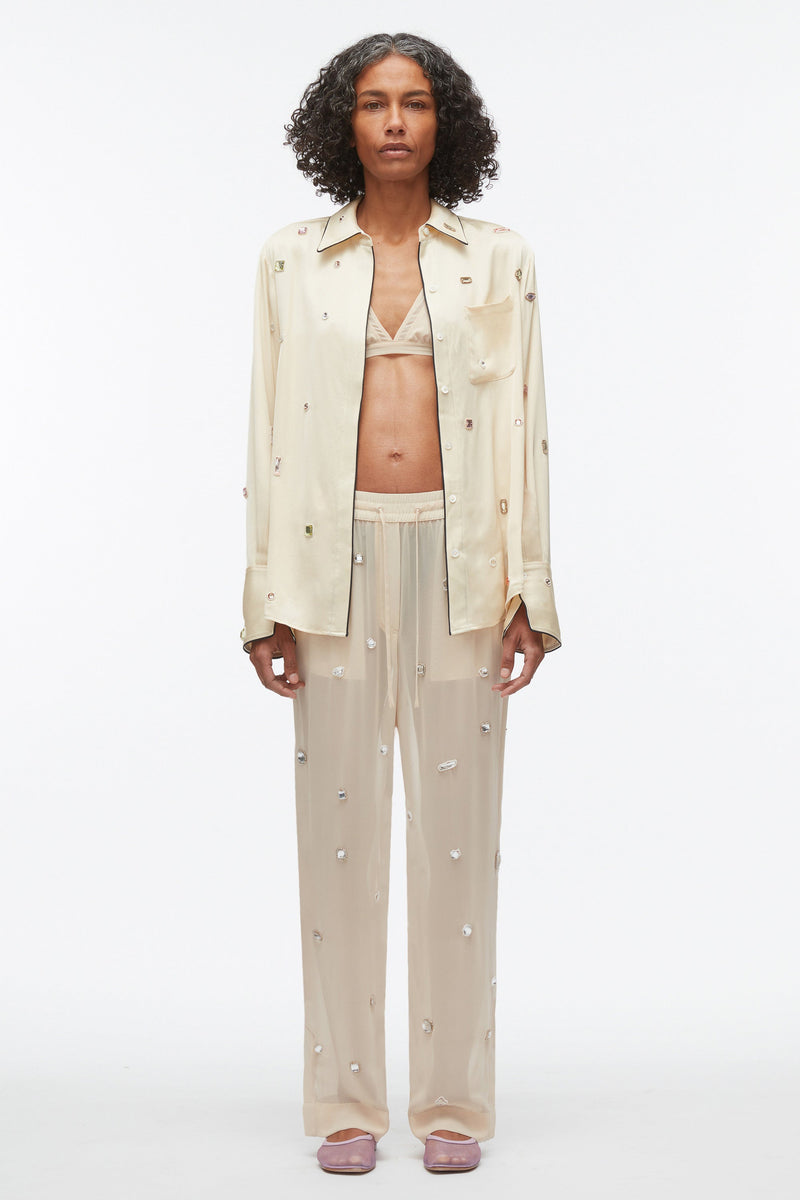 Chiffon Elastic Halo Embroidered Pant