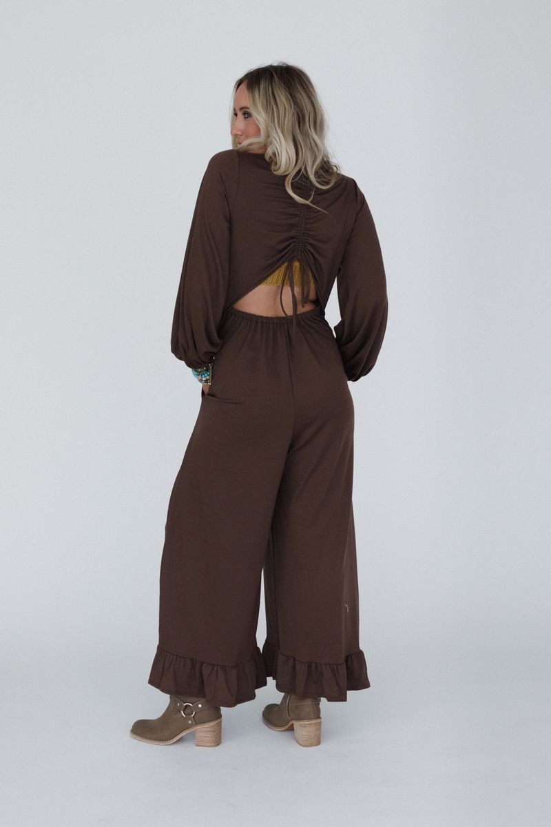 The Nest Best Intentions Long Sleeve Jumpsuit - Khaki