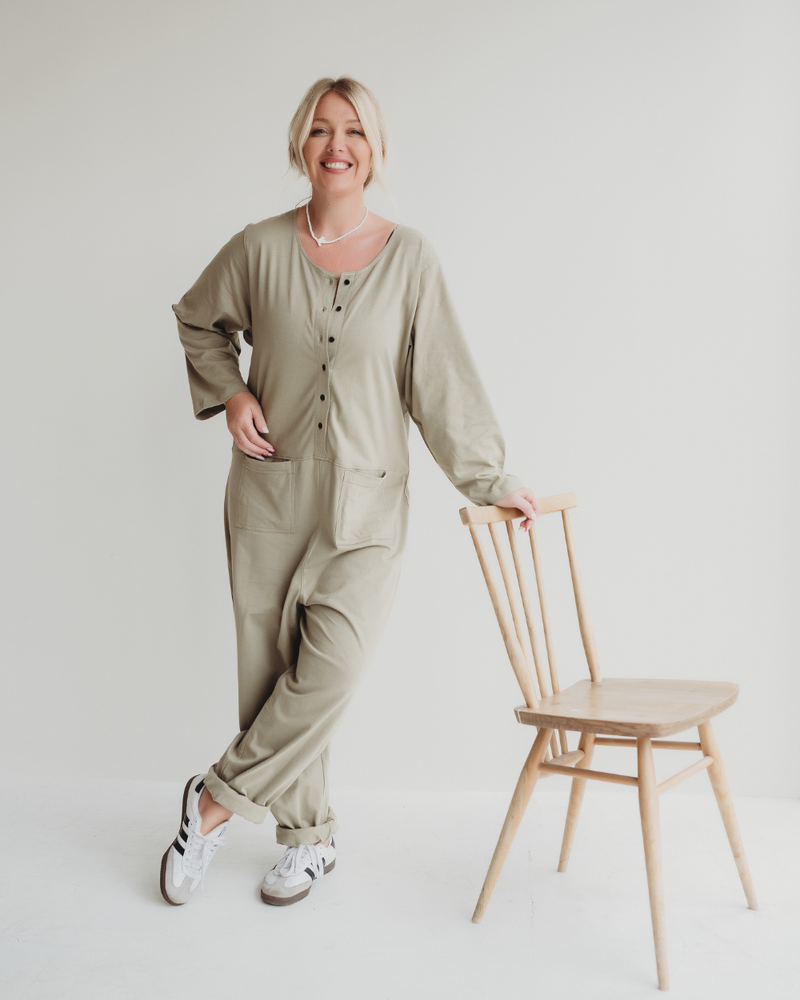 Mila Stone Long Sleeve Jumpsuit