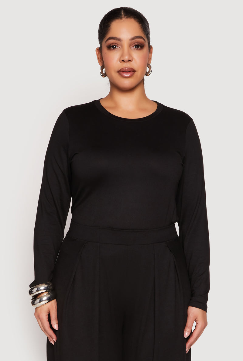 Plus Size Soft Knit Long Sleeve Top