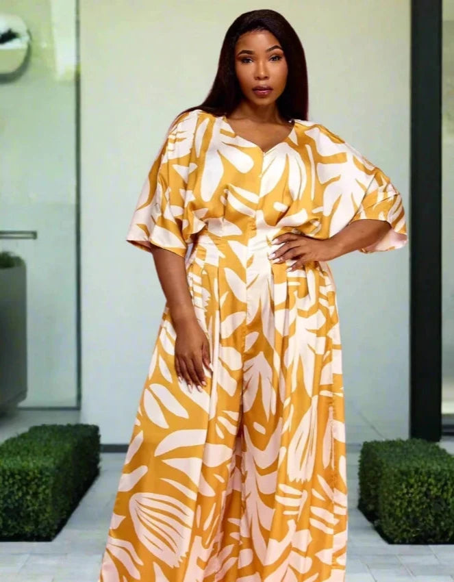 Golden Palm Breeze Jumpsuit | Review Description & Return Policy Prior To Purchase