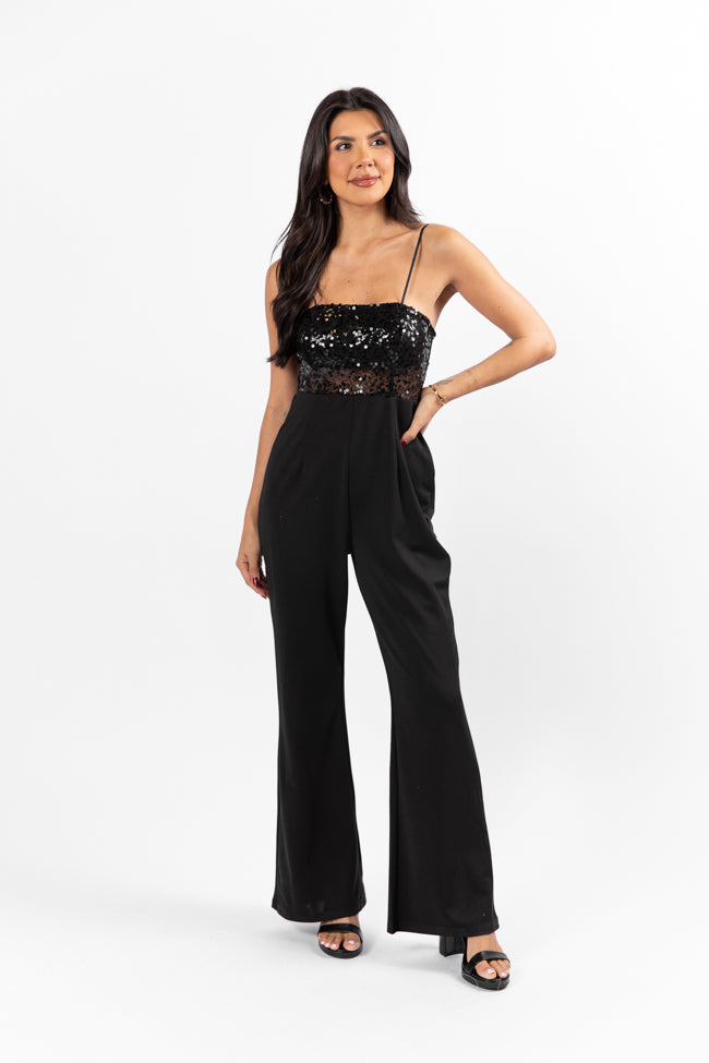 Even The Score Black Sequin Top Jumpsuit FINAL SALE