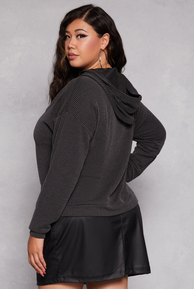 Plus Size Textured Knit Garage Graphic Sweatshirt
