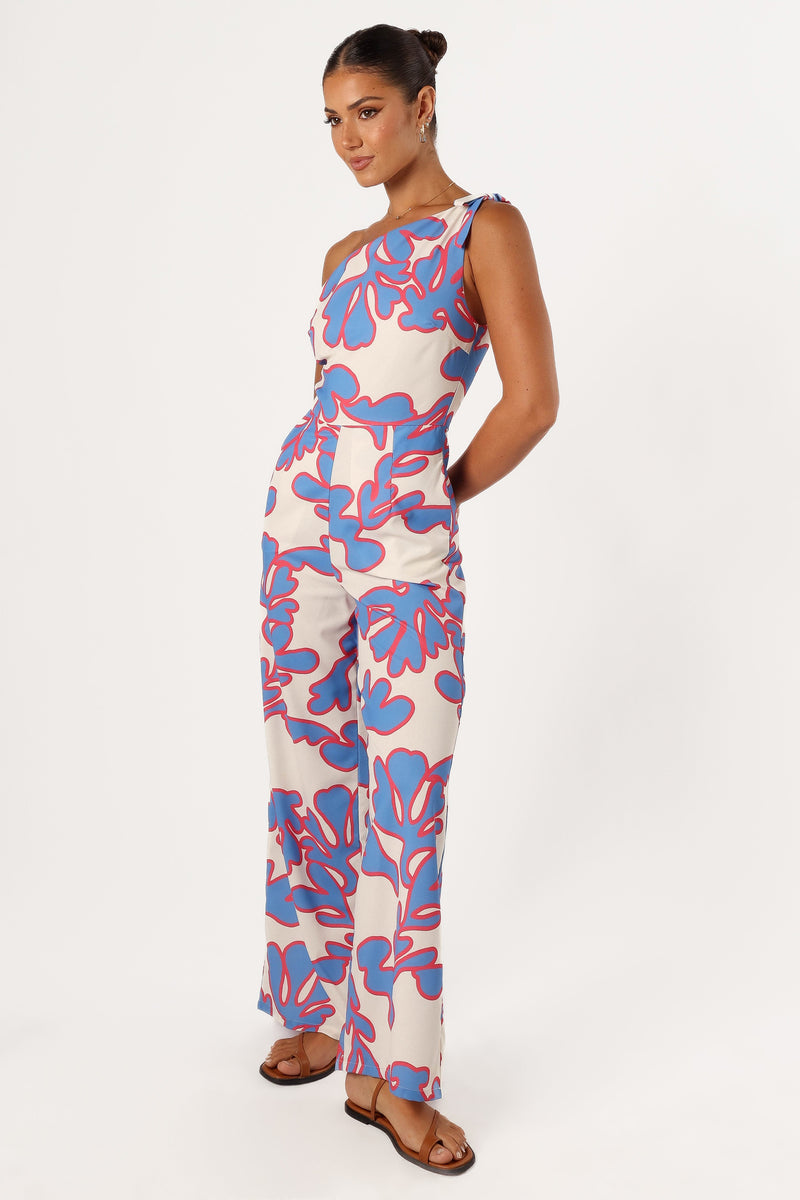 Zoya One Shoulder Jumpsuit - Flori Print