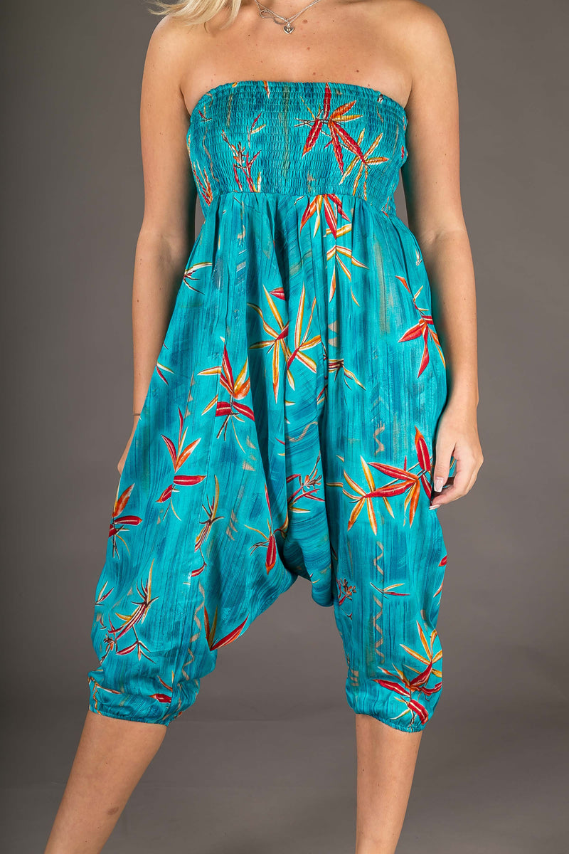 Blue Chilli Floral Print Cotton Harem Yoga Jumpsuit Pants