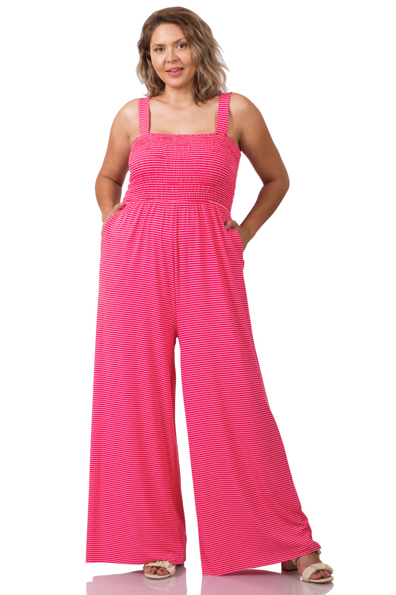 A-Plus smocked top striped jumpsuit