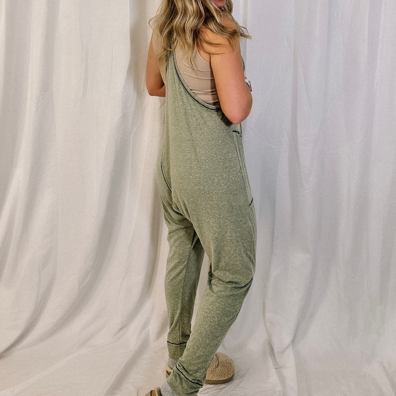 Ready To Travel Harem Jumpsuit - Sage - LAST ONE