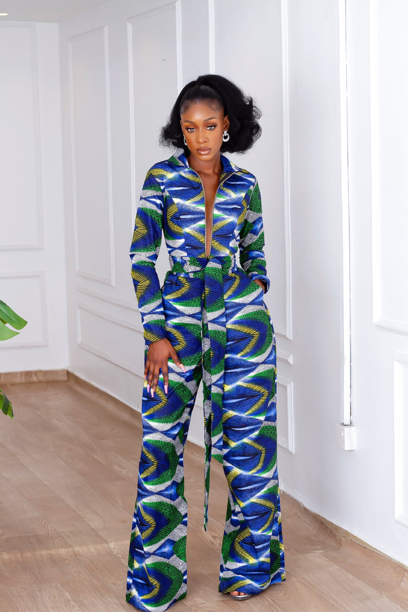Taraji Zippered Jumpsuit (Blue)