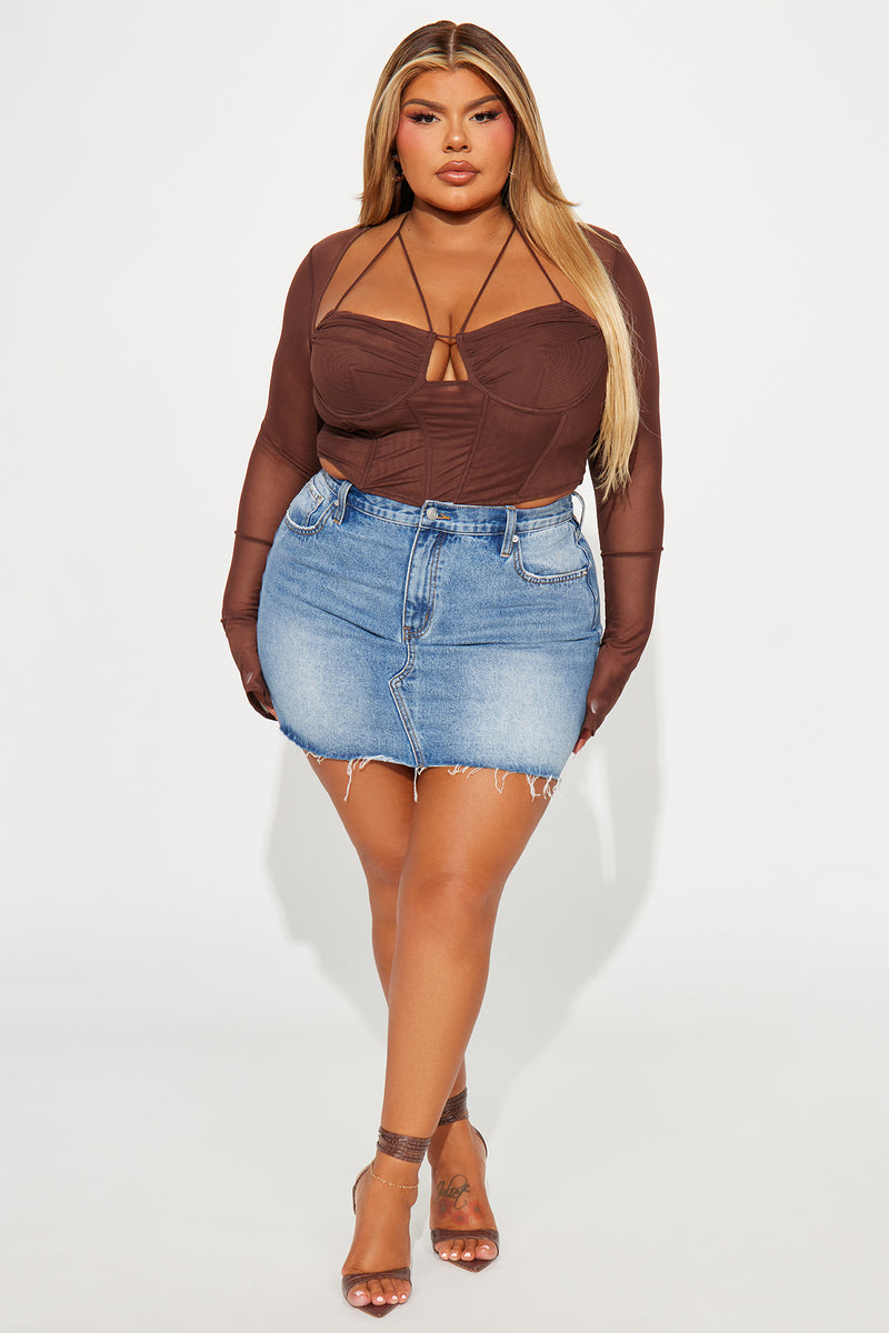 Melanie Mesh Corset Top - Brown