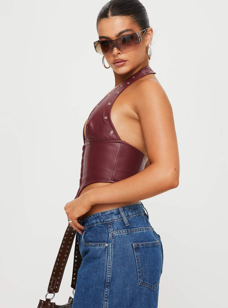 Palladia PU Jordy Corset Burgundy