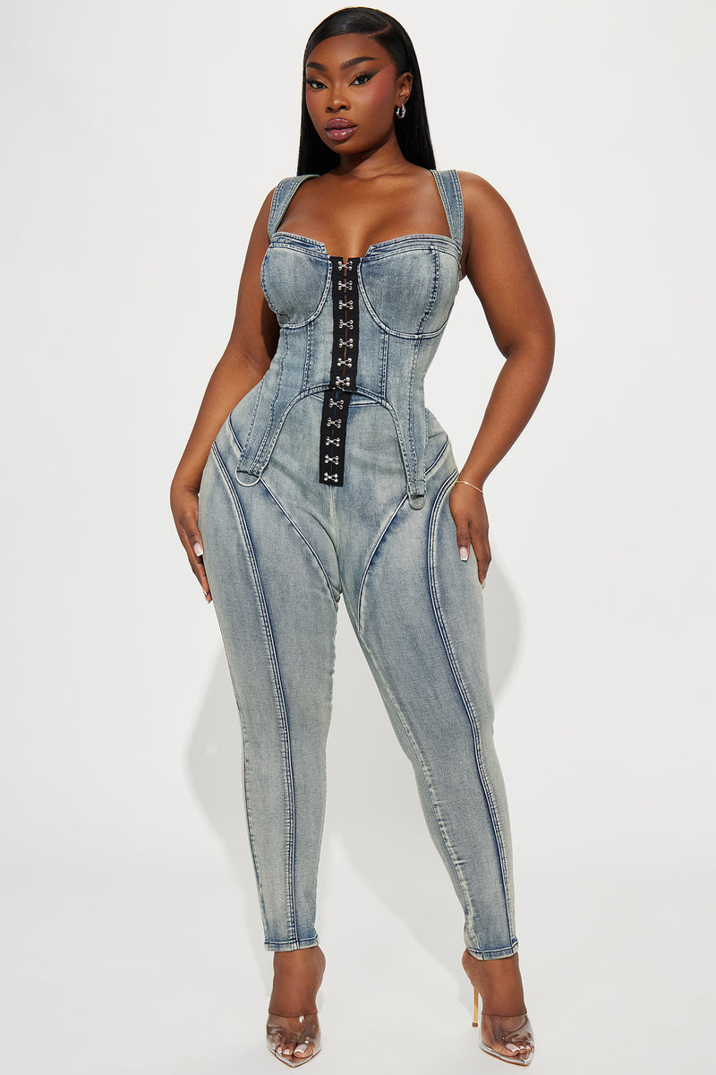 Back To You Denim Corset Top - Vintage Wash