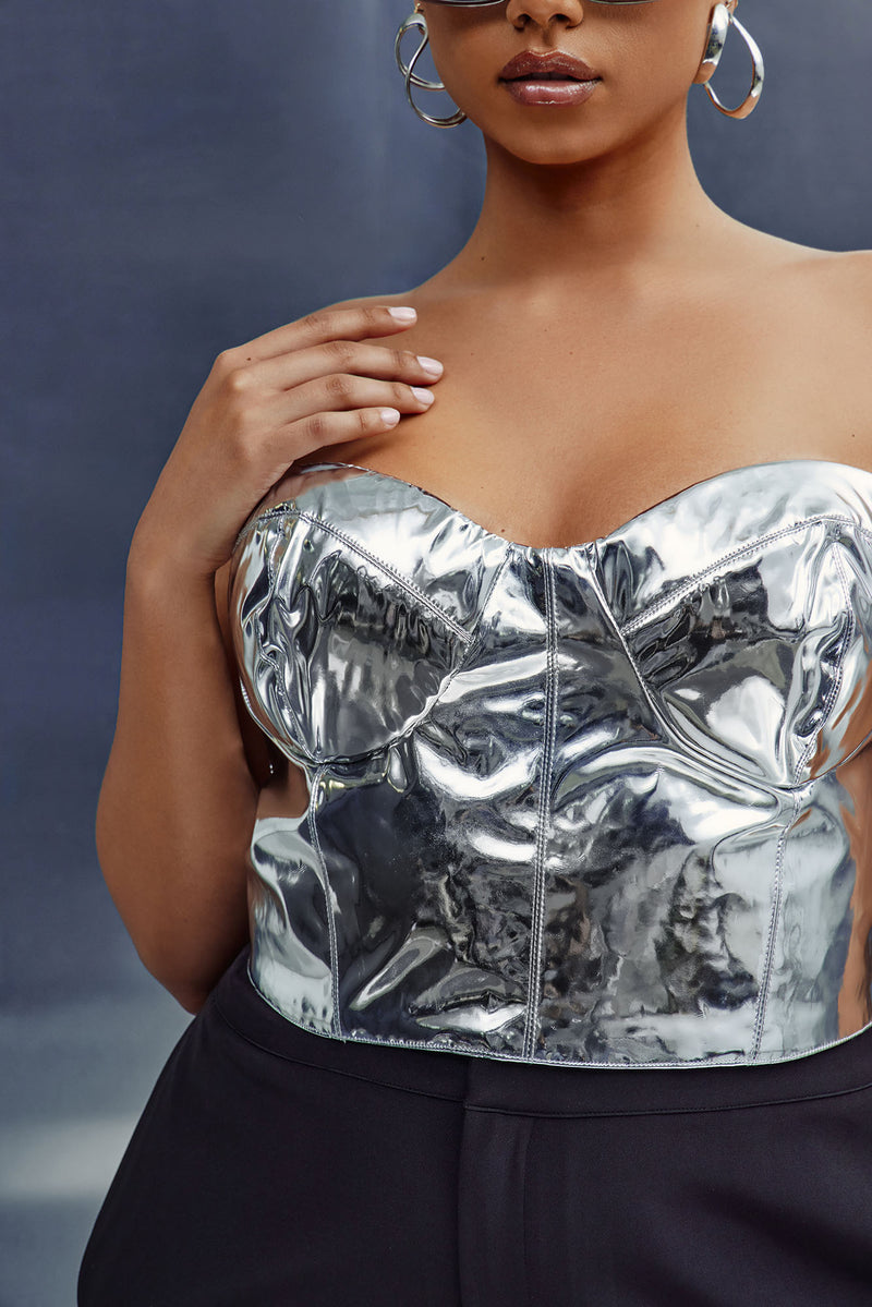 Reflective Nights Corset Top - Silver