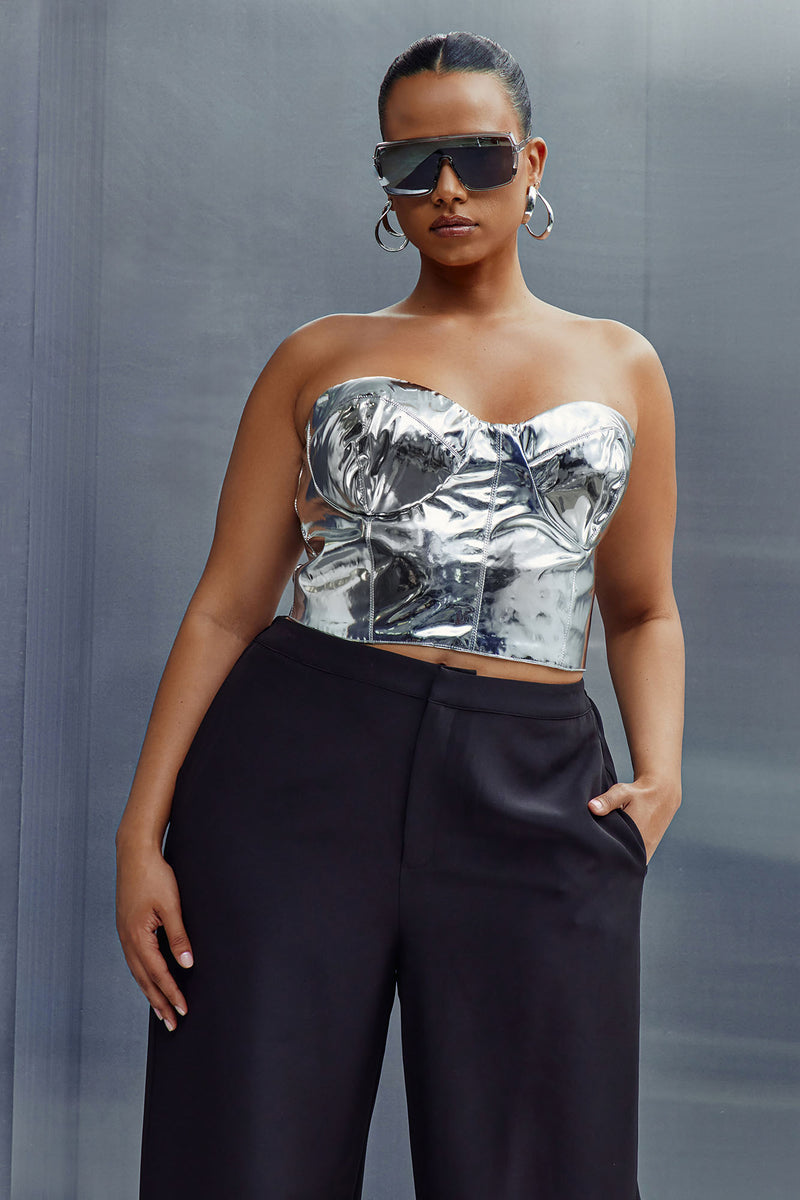 Reflective Nights Corset Top - Silver