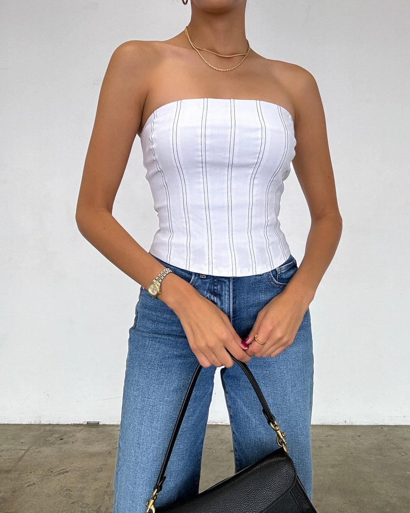 IRINA CONTRAST STITCH TUBE CORSET TOP