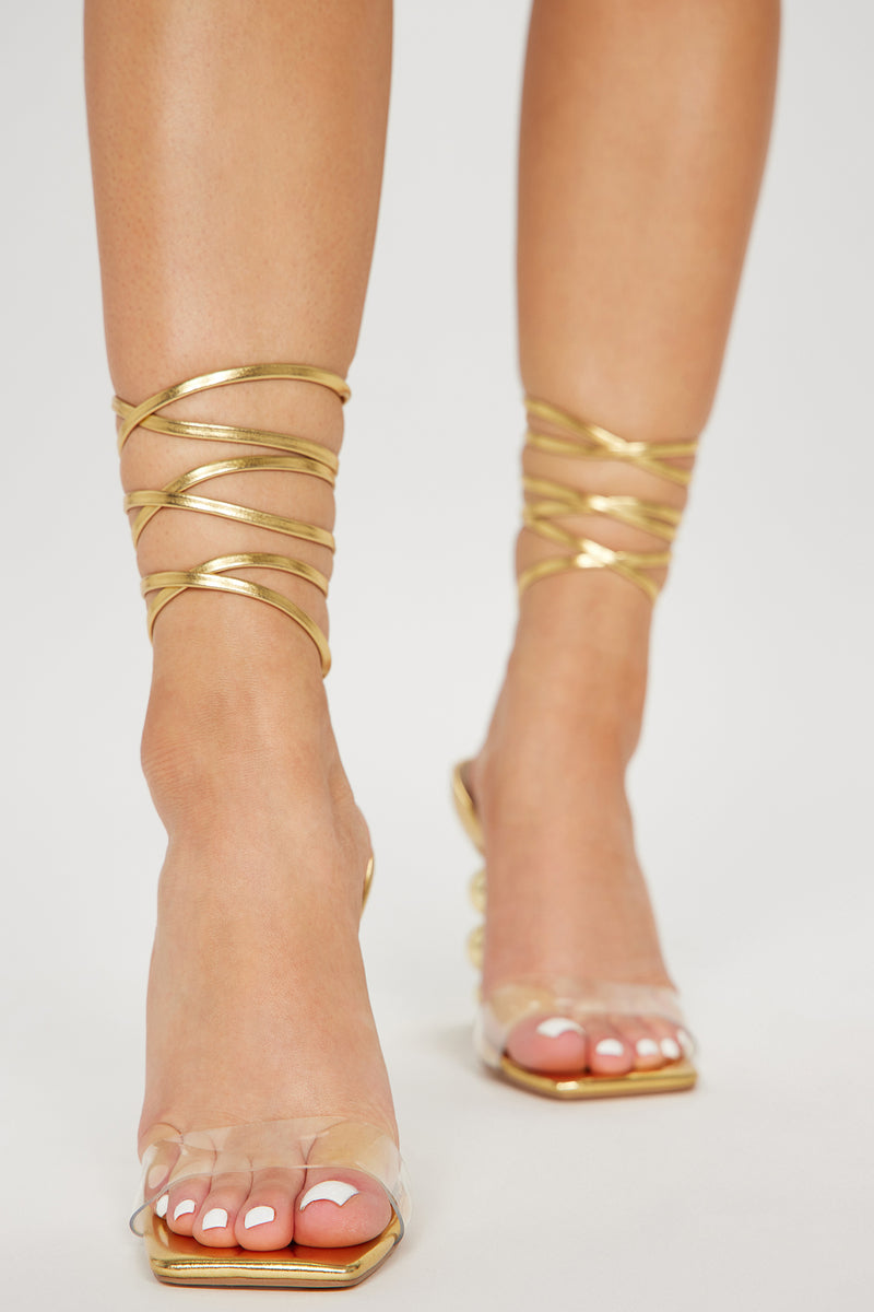 Always Fabulous Wrap Up Heels - Gold