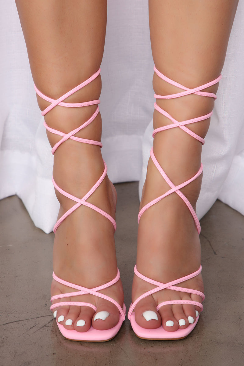 Strut My Way Wrap Up Heels - Pink