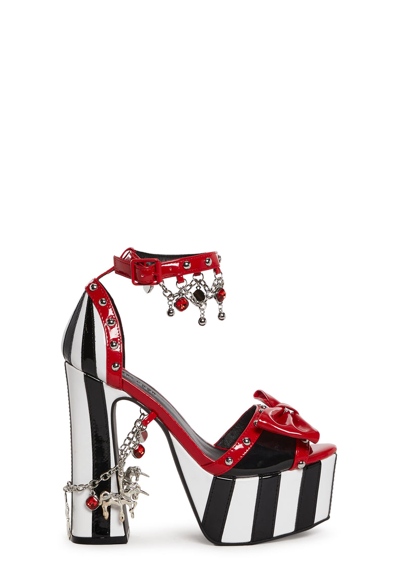 Painted Ponies Platform Heels - Black/Red